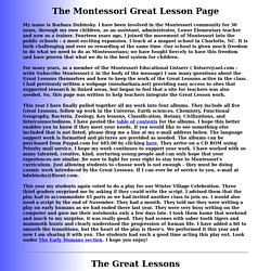 En anglais - Miss Barabara - The Montessori Great Lesson Page