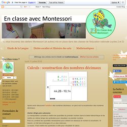 En classe avec Montessori: mathématiques