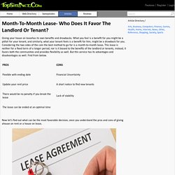 Month-To-Month Lease- Who Does It Favor The Landlord Or Tenant?