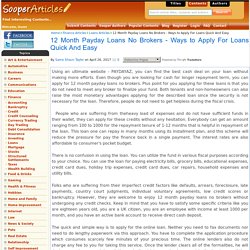12 Month Payday Loans No Brokers - Ways to Apply For Loans Quick And Easy