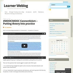 #MOOCMOOC Connectivism – Putting theory into practice