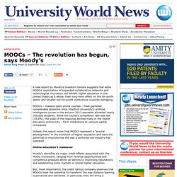 MOOCs – The revolution has begun, says Moody’s