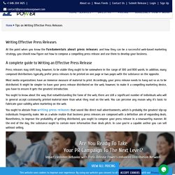 Tips on Writing Effective Press Releases