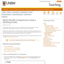 Mark Moodle Assignments using a Marking Guide