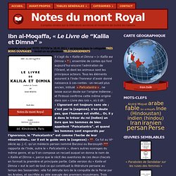 Ibn al-Moqaffa, « Le Livre de “Kalila et Dimna” » ← Notes du mont Royal