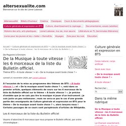 De la Musique à toute vitesse : les 6 morceaux de la liste du Bulletin (...) - altersexualite.com