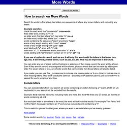 More Words - Search Examples