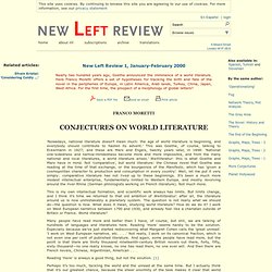 Franco Moretti: Conjectures on World Literature