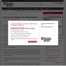 Two Lists You Should Look at Every Morning