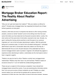 Mortgage Broker Education Report: The Reality About Realtor Advertising