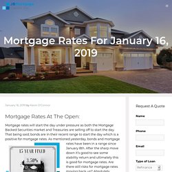Mortgage Rates For January 16, 2019