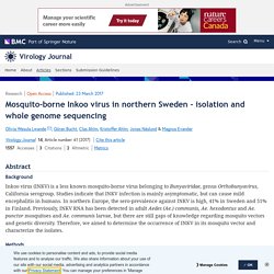 VIROLOGY JOURNAL 23/03/17 Mosquito-borne Inkoo virus in northern Sweden - isolation and whole genome sequencing