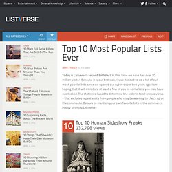 Top 10 Most Popular Lists Ever