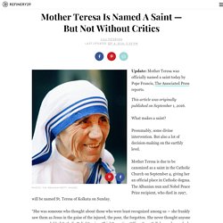 What Does Mother Teresa Canonized Saint Mean