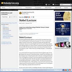 Mother Teresa - Nobel Lecture