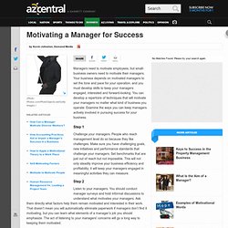 Motivating a Manager for Success