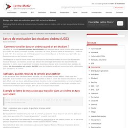 Lettre de motivation Job étudiant cinéma (UGC) - Modèle Gratuit