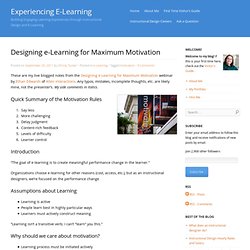 Designing e-Learning for Maximum Motivation