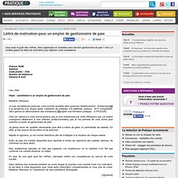 Lettre de motivation pour un emploi de gestionnaire de