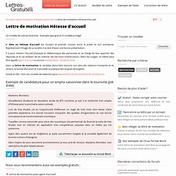 Lettre de motivation Hôtesse d'accueil