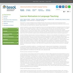 Learner Motivation in Language Teaching