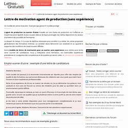 Lettre de motivation agent de production (sans expérience)