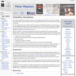 Unhealthy motivations - PeterMastersWiki
