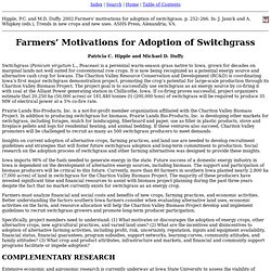 Farmers’ Motivations for Adoption of Switchgrass