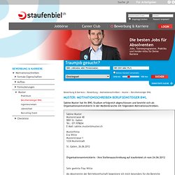 Bewerbung: Motivationsschreiben: Muster - Berufseinsteiger BWL - Staufenbiel.ch - Jobs, Bewerbung, Gehalt