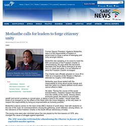 Motlanthe calls for leaders to forge citizenry unity:Wednesday 24 June 2015