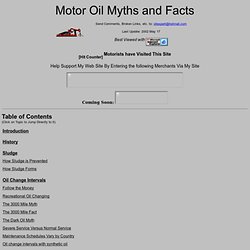 Motor Oil Myths and Facts