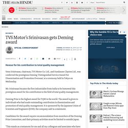 TVS Motor’s Srinivasan gets Deming award
