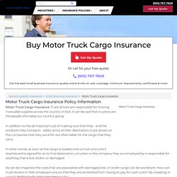 Motor Truck Cargo Insurance - Cost & Coverage (2020)