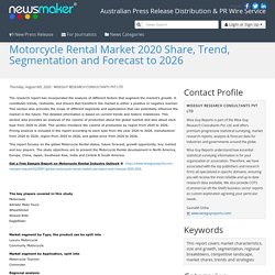Motorcycle Rental Market 2020 Share, Trend, Segmentation and Forecast to 2026