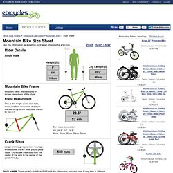 Mountain Bike Size Sheet