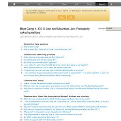 Boot Camp 4.0, OS X Lion and Mountain Lion: Frequently asked questions