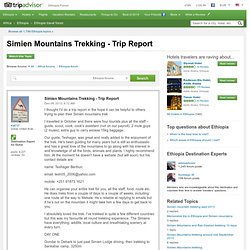 Simien Mountains Trekking - Trip Report - Ethiopia Forum