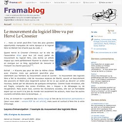 Le mouvement du logiciel libre vu par Hervé Le Crosnier