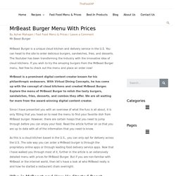 MrBeast Burger Menu 2021