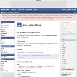 MS Access: InStr Function