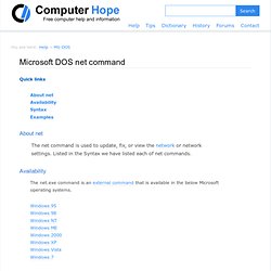 MS-DOS net command help