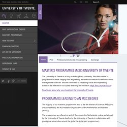 Masters Programmes University of Twente
