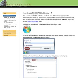 How to use MSCONFIG in Windows 7: NetSquirrel.com