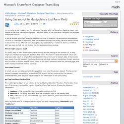 Using Javascript to Manipulate a List Form Field - Microsoft SharePoint Designer Team Blog