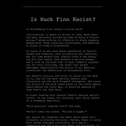 Is Huck Racist?