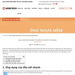 Mua Khớp Nối Nhanh, Tìm hiểu về đầu nối nhanh ┃Hosetech Việt Nam