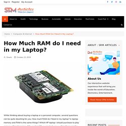 How Much RAM do I need in my Laptop? - SRM Artices - Guest post site