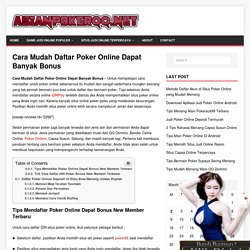 Cara Mudah Daftar Poker Online Dapat Banyak Bonus