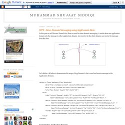 Muhammad Shujaat Siddiqi: WPF - Inter-Domain Messaging using AppDomain Slots