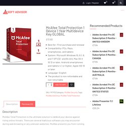 Buy McAfee Total Protection Multidevice Key GLOBAL - a2softadvisor